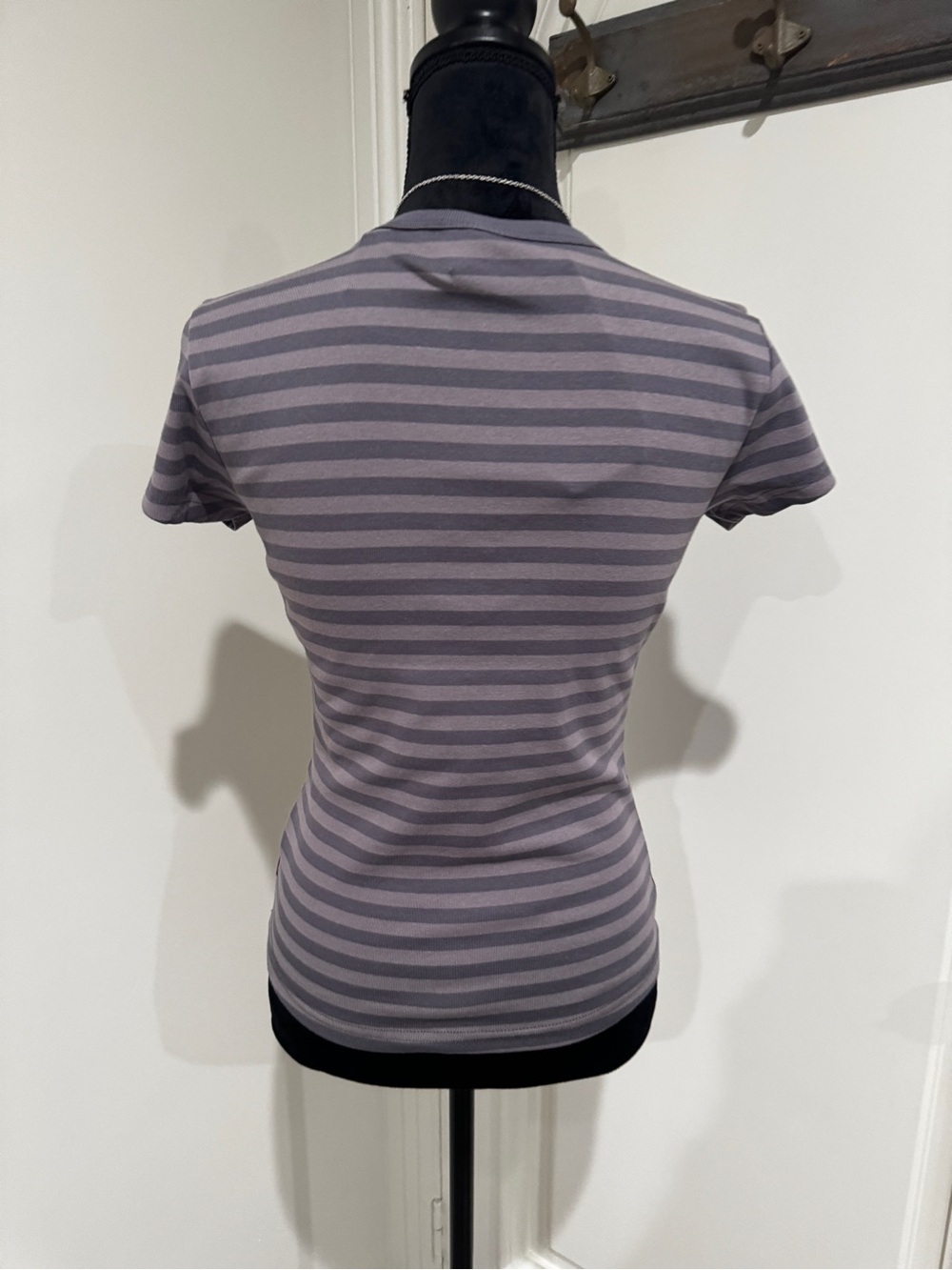 Dickies Women's Gray Stripe Crewneck Tee with White Logo - Picture 4 of 6